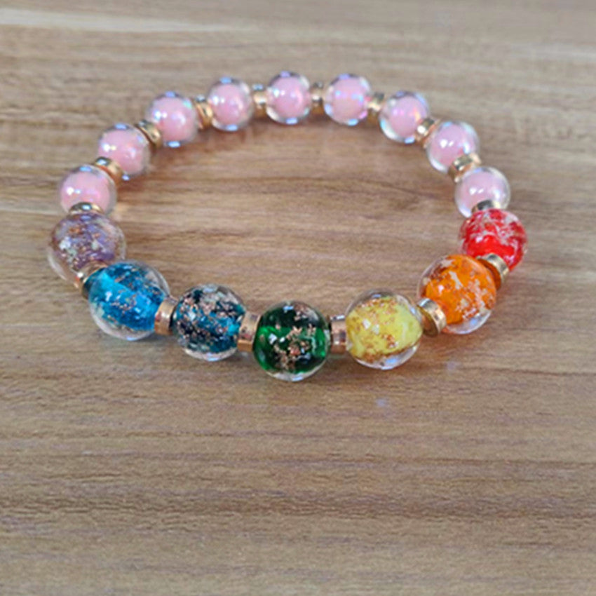 Wholesale Candy Colorful Rainbow Luminous Glass Bracelet